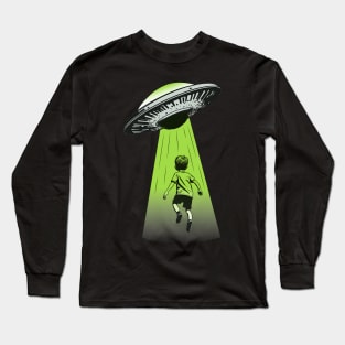 Ufo abducting a Kid - Pencil Drawing Long Sleeve T-Shirt